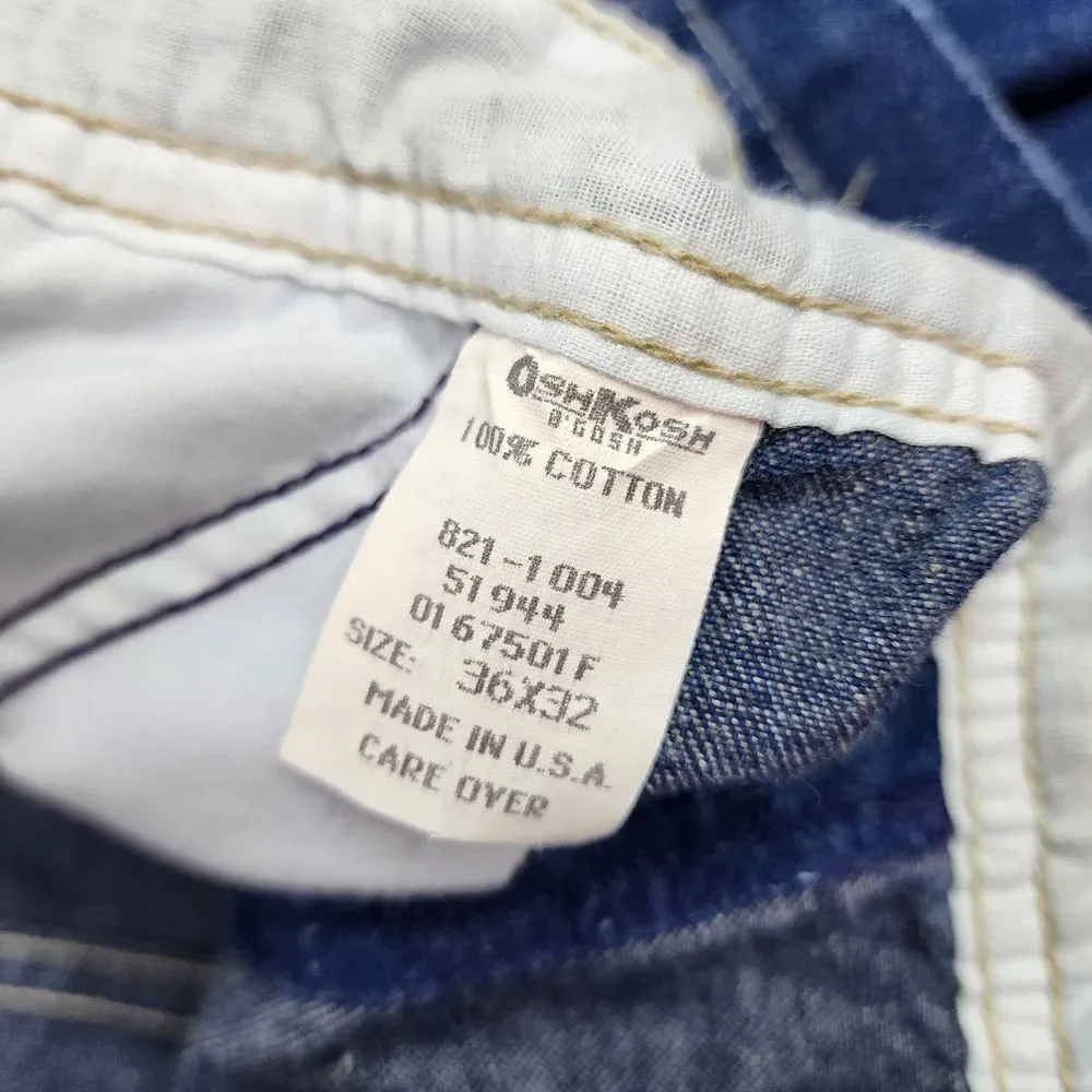 OshKosh B'Gosh Men's Jean Overalls Vestbak Size 36X32 USA Vintage Denim Workwear